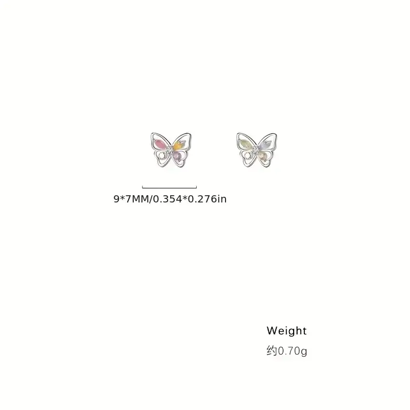 Thumbnail: Rhinestone Butterfly Design Stud Earrings