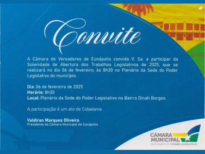 Sessão Inaugural instala trabalhos legislativos da 10ª Legislatura da Câmara de Eunápolis