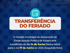 Utilidade Pública| Prefeitura de Itabela transfere data de feriado municipal
