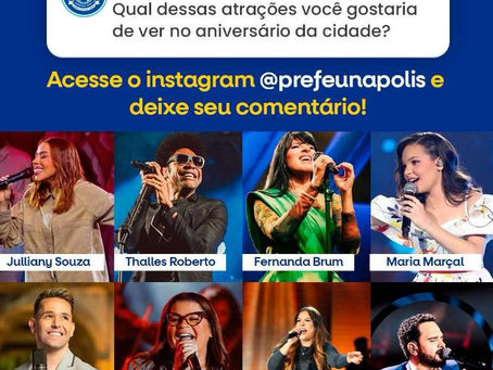 Prefeitura de Eunápolis lança enquete no Instagram @prefeunapolis para definir atrações para o aniversário da cidade