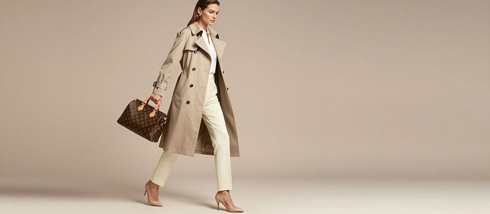 Fashion hero image of a stylish woman in a city street