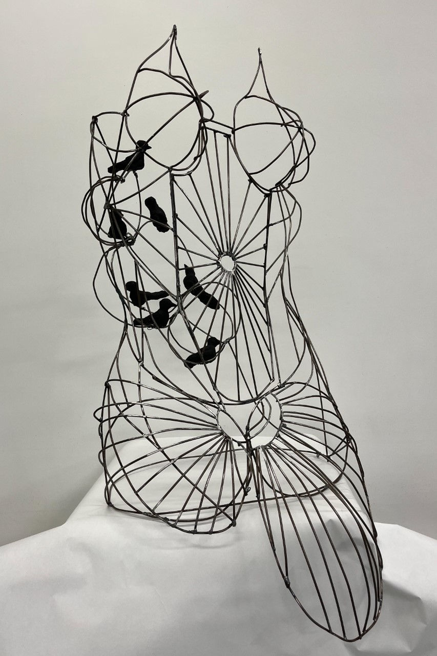 My Body is a Power Line (2023), welded steel and cast plastic 