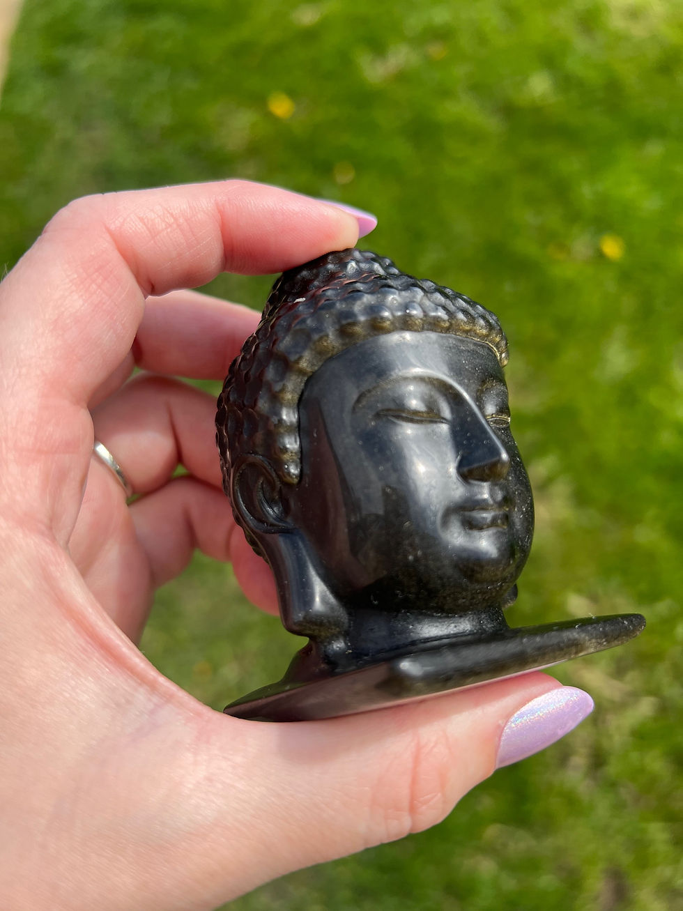 Thumbnail: Gold sheen obsidian Buddha head