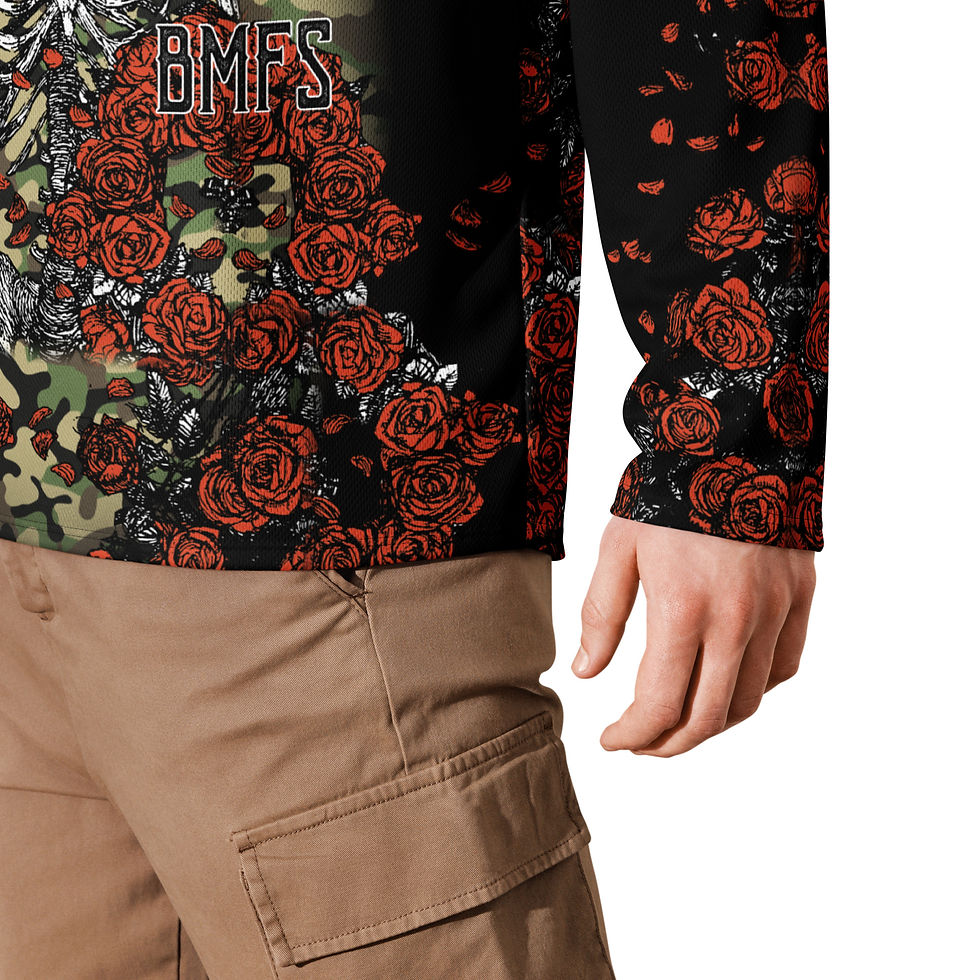 Thumbnail: Billy Strings Goat Bertha Skull and Roses CAMO hockey jersey : BMFS