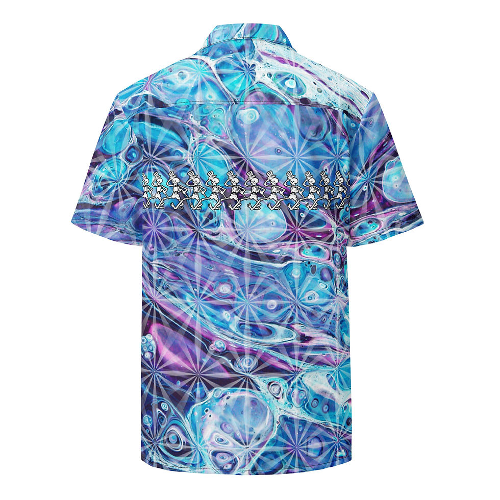 Thumbnail: DANCING SKELETONS - LIQUID Unisex button down shirt