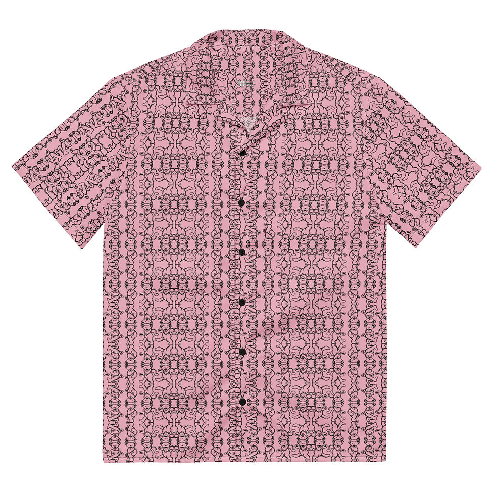 Thumbnail: Reflections II -  Grateful Dead Dancing Bears Unisex button shirt  (CUPID PINK)