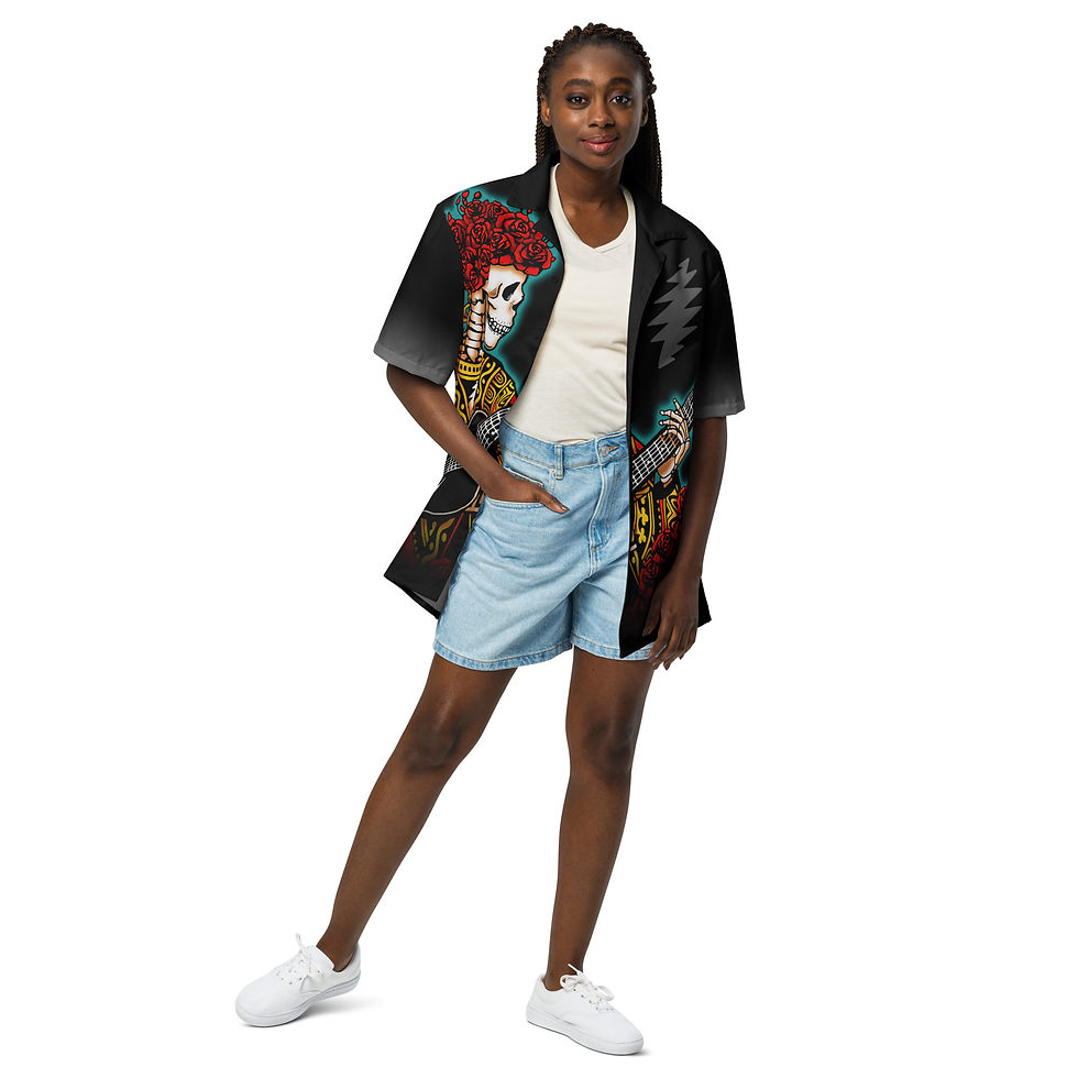 Thumbnail: Bertha Skull and Roses Grateful Dead Button Shirt