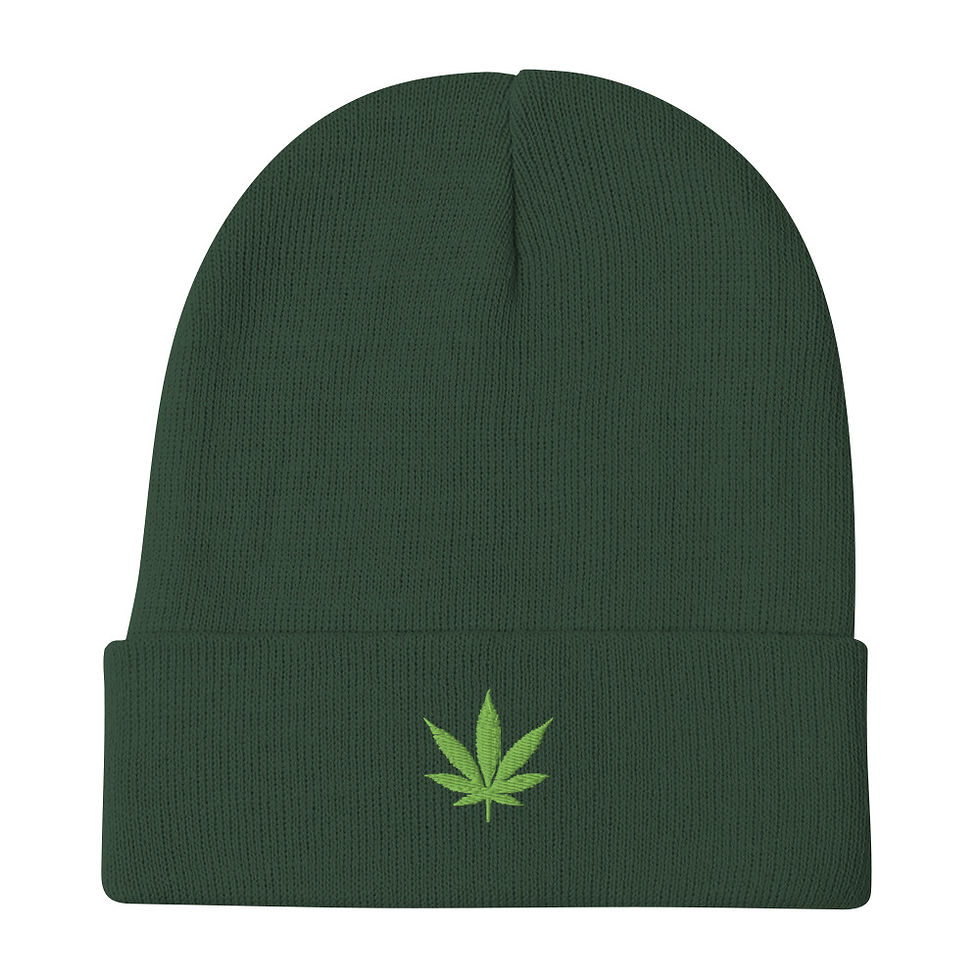 Thumbnail: Embroidered Cannabis Leaf Beanie Weed Hat