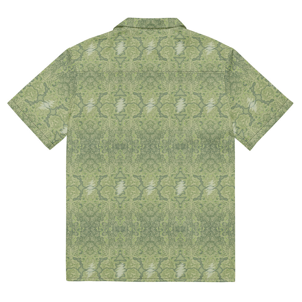 Thumbnail: Electric Woodcut - Skull and Roses GREEN BUD Grateful Dead Unisex button shirt