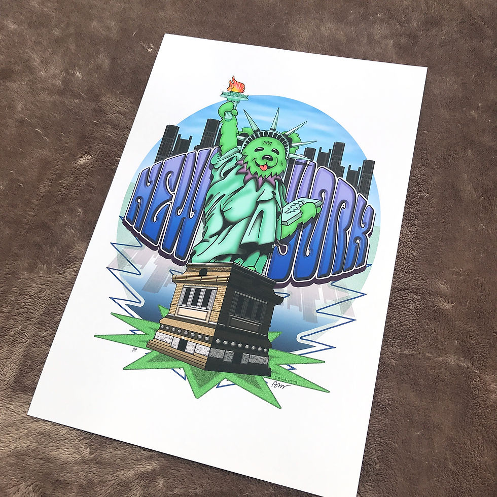Grateful Dead Dancing Bear New York 2001 Art Print Poster - B.Woodruff