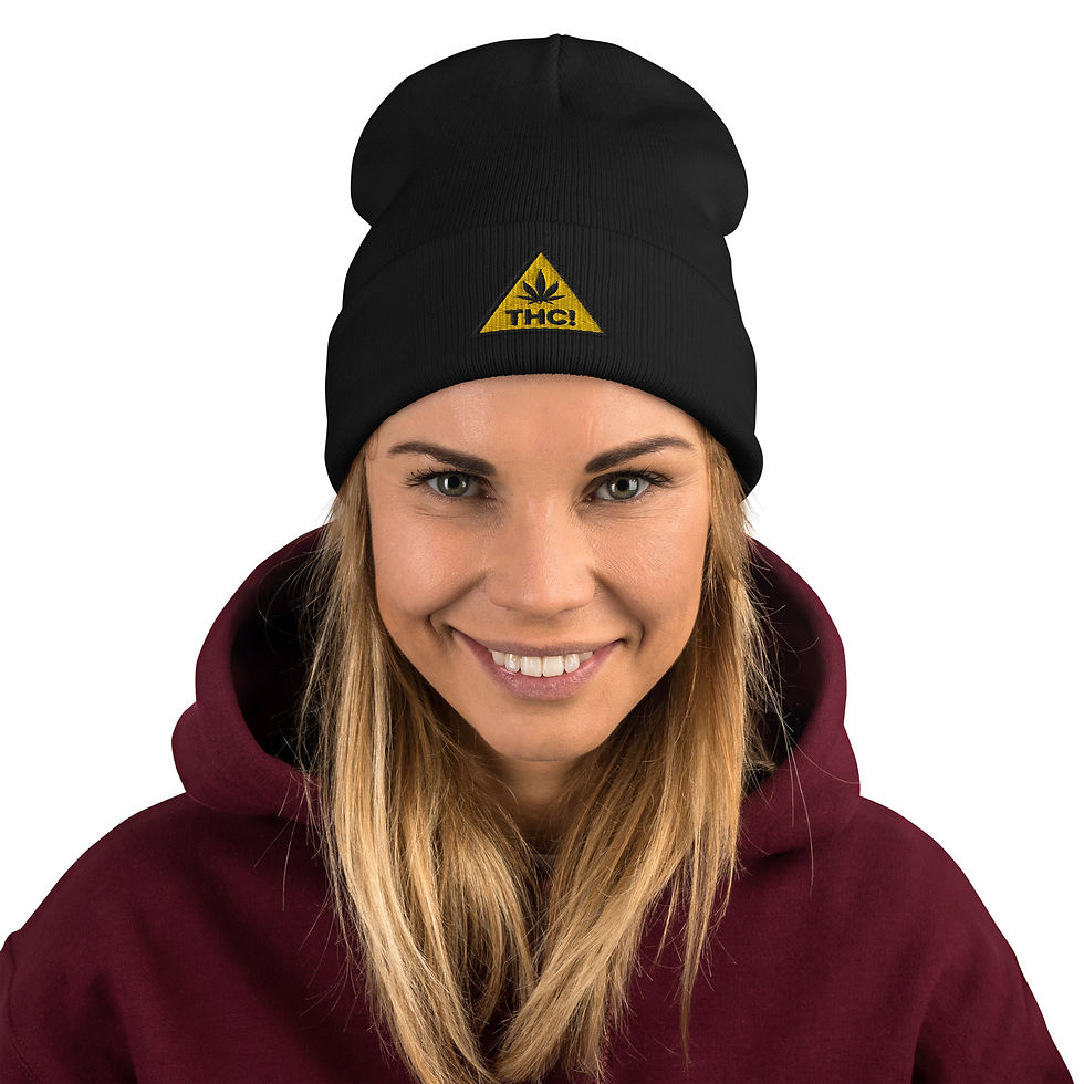 Thumbnail: THC! Embroidered Beanie - Cannabis Weed Hat THC Warning!