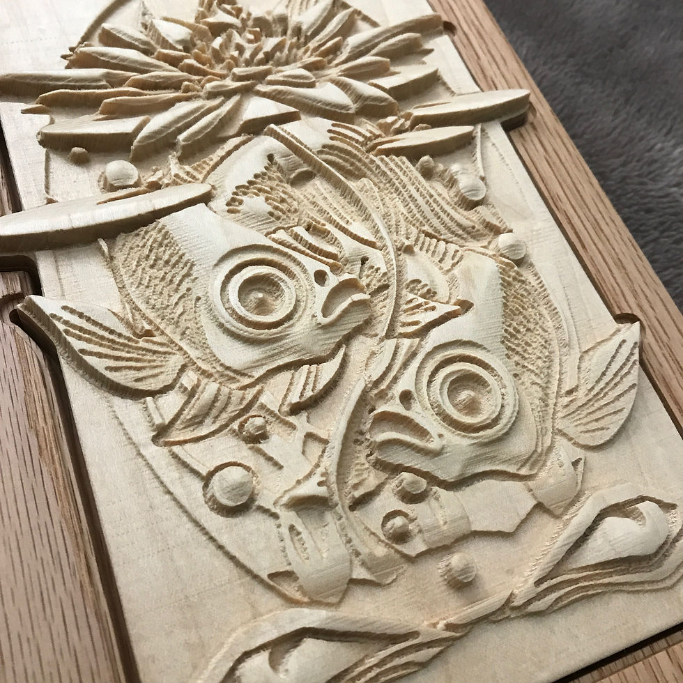 Thumbnail: Widespread Panic Fish 2002 - 3d Relief Carving by B.Woodruff