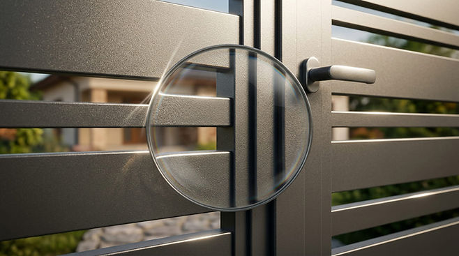Detailaufnahme eines Aluminium-Zauns