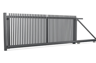 Blickdichtes freitragendes Aluminium-Schiebetor DEFENSOR in Anthrazit
