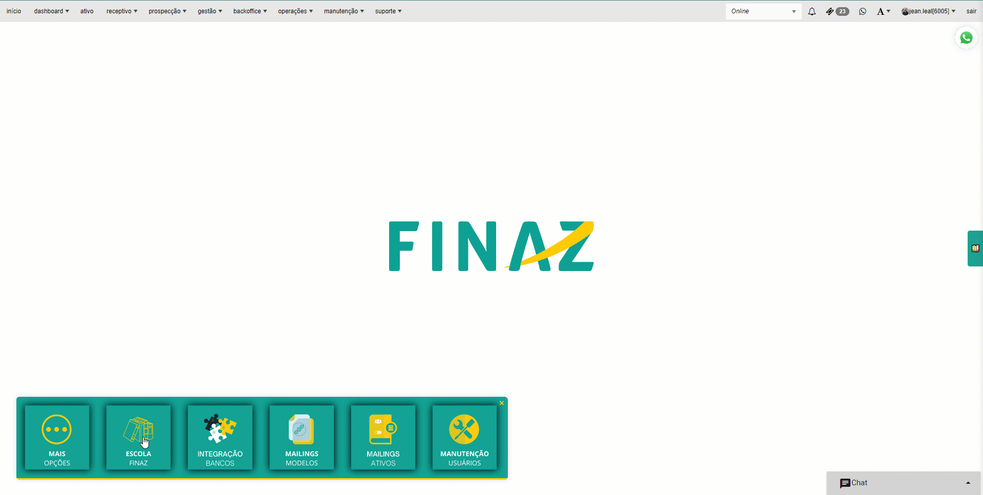 GIF mostrando guias da Escola Finaz funcionando.
