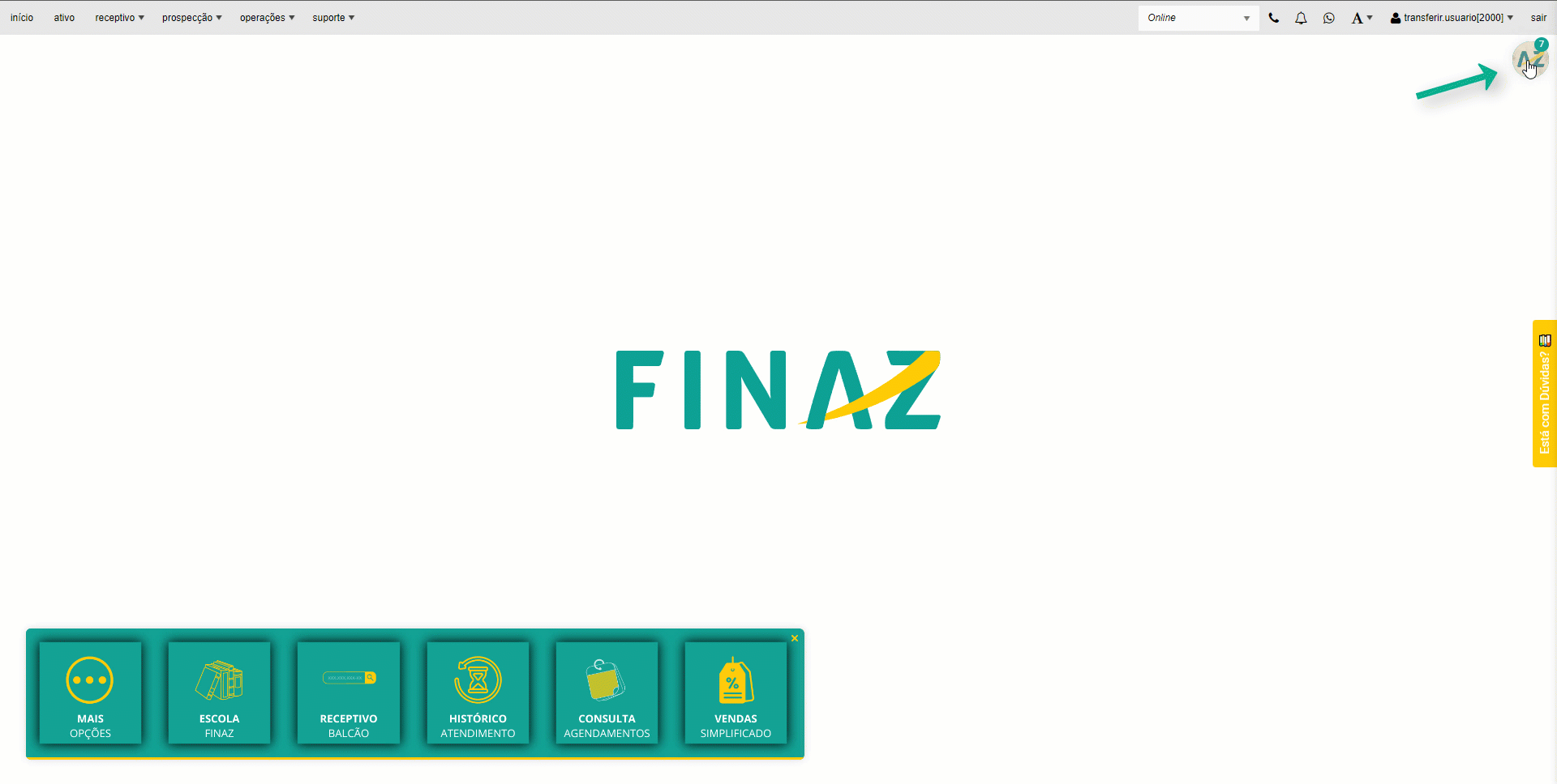 GIF mostrando checklist de guias da Escola Finaz.