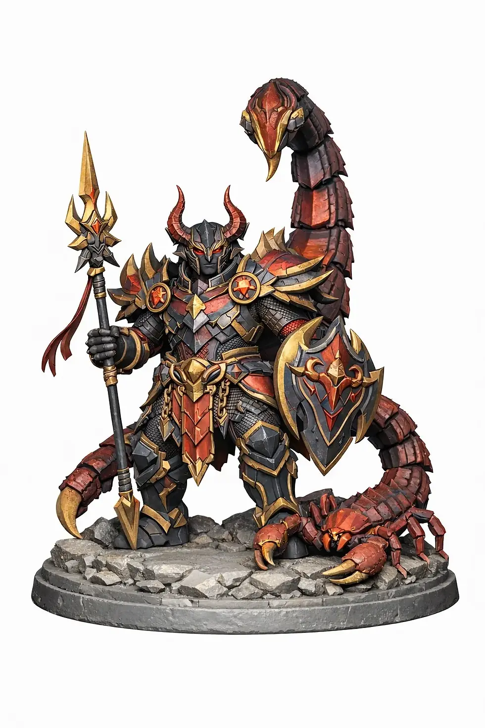 Miniatura: figura de escorpión pintada vista de frente