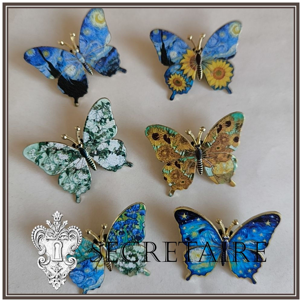 Butterfly pin, Van Gogh art inspired. Each [M10]