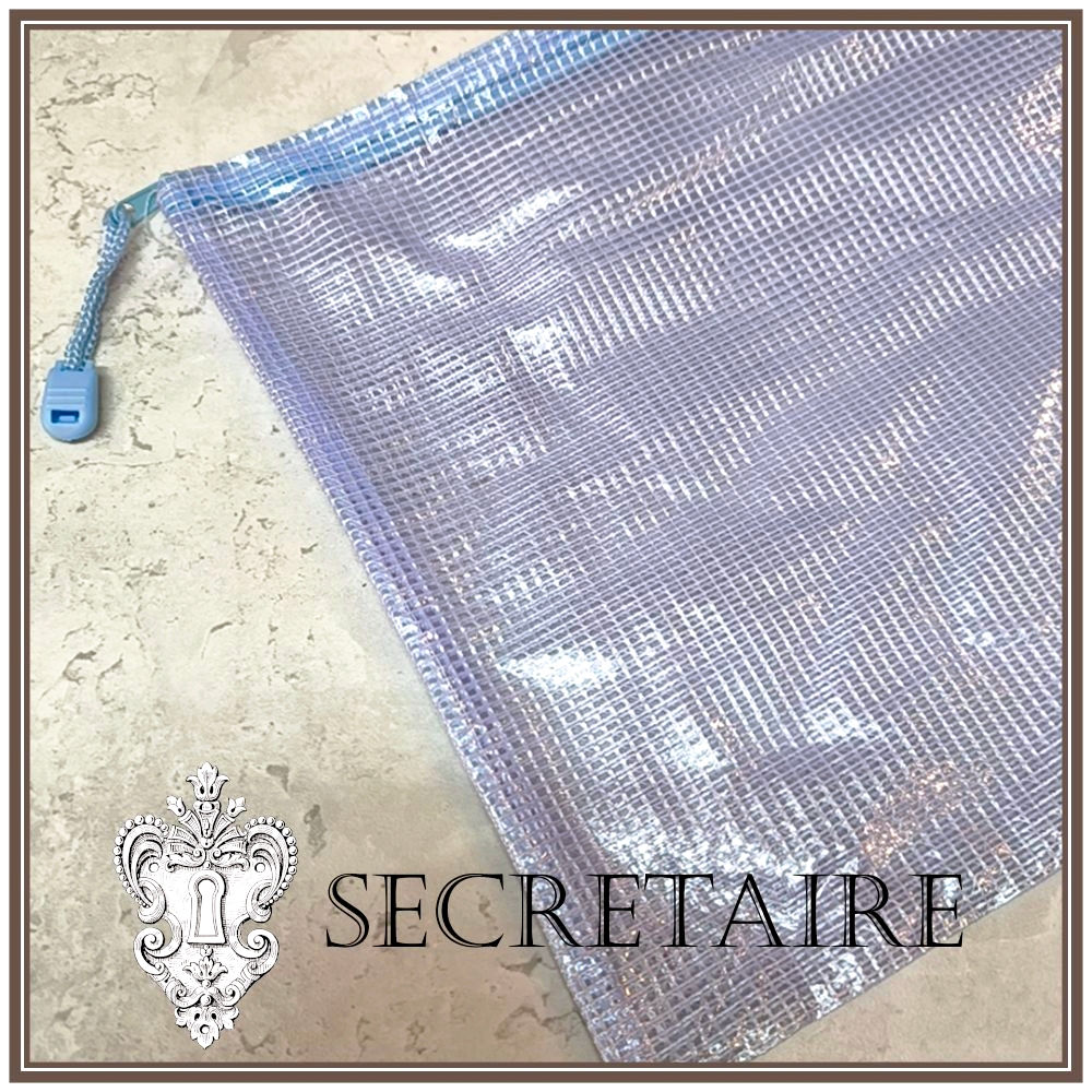 Mesh storage zipper bag, A4. Blue