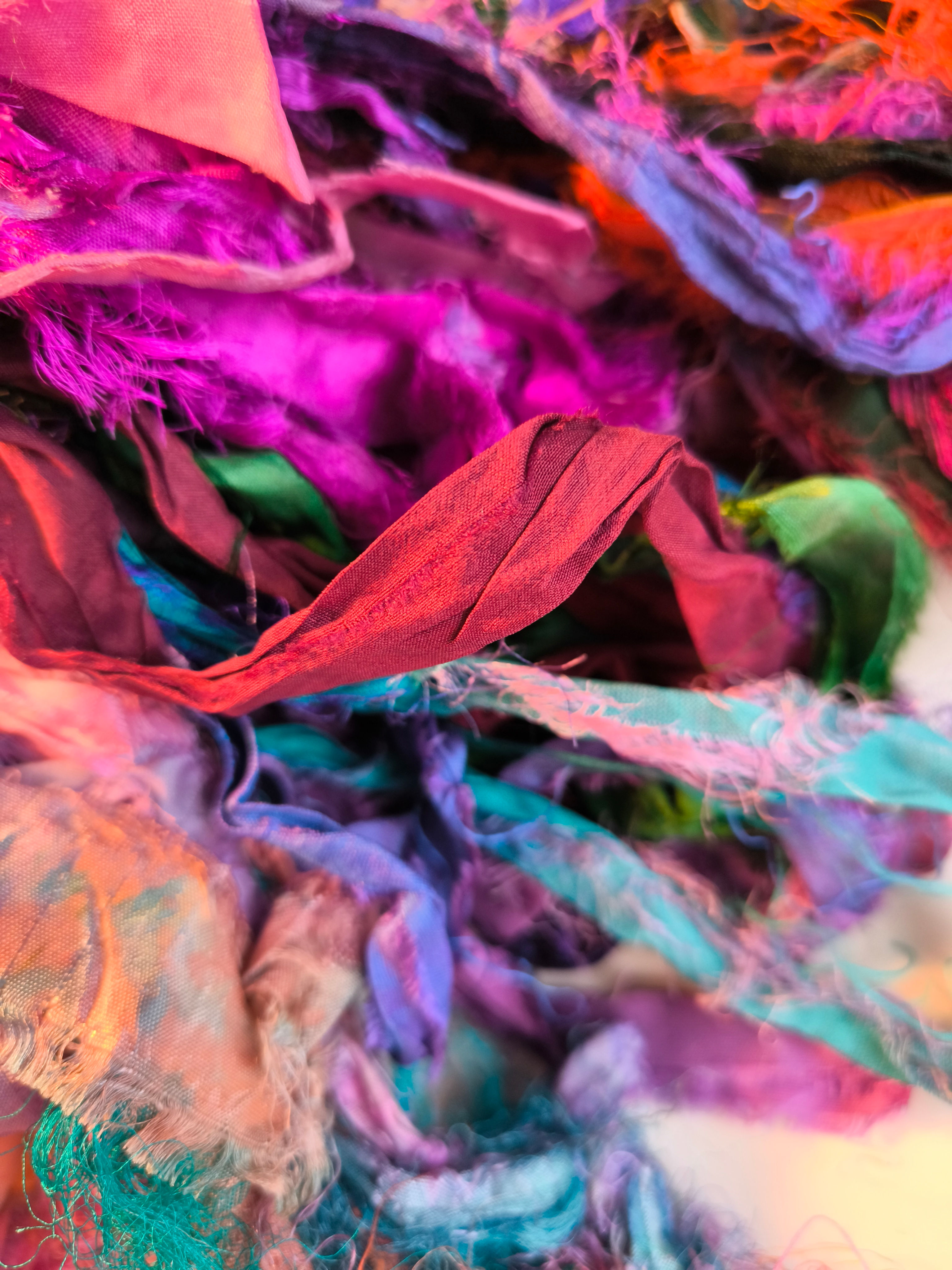 Sari silk, jewel tones. Per meter