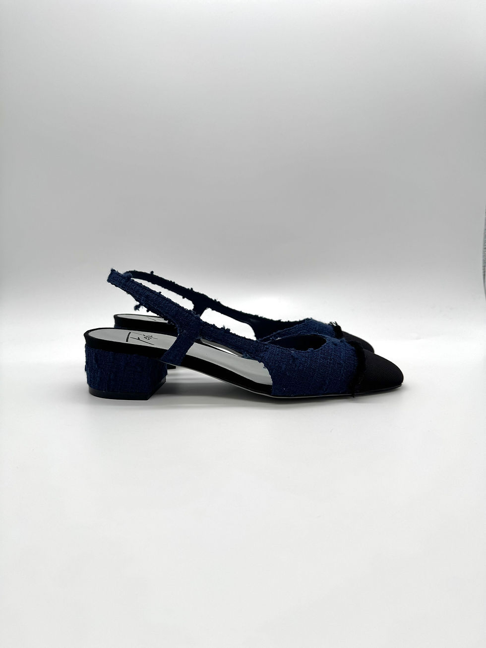 Thumbnail: Festa blauw/zwart tweed slingback