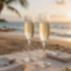 Champagne flutes at custom luxury picnic event types beachside