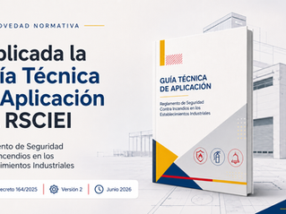 Imagen corporativa sobre la publicación de la Guía Técnica de Aplicación del RSCIEI, Real Decreto 164/2025, versión 2 de junio de 2026