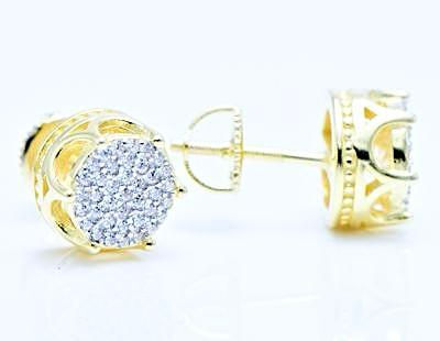 Thumbnail: Small Stones Round Screw Back Earrings