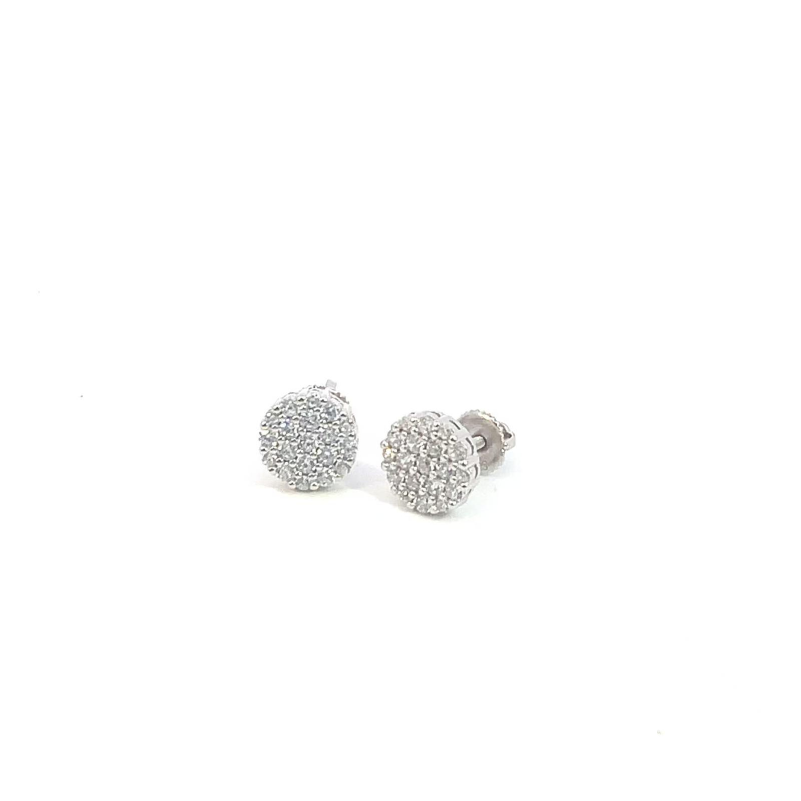 Small Stones Round Screw Back Earrings