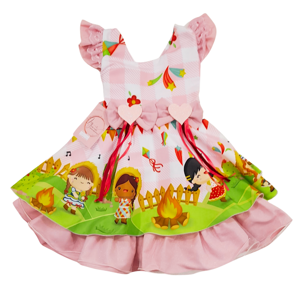 Miniatura: Vestido Junino Lig-Lig rosa