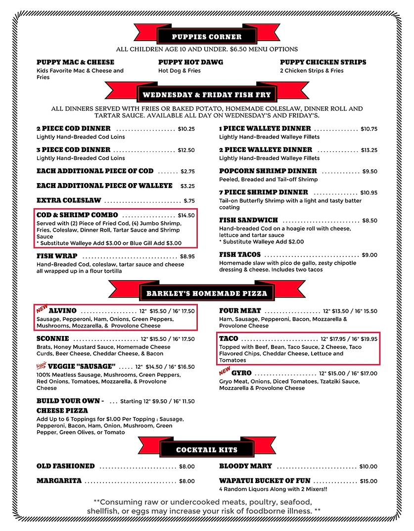 Menu Barkleys Bbd