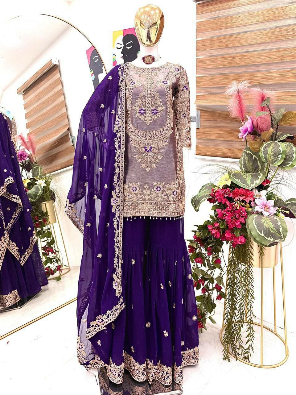 Thumbnail: Gorgeous partywear sharara suits with beautiful work 