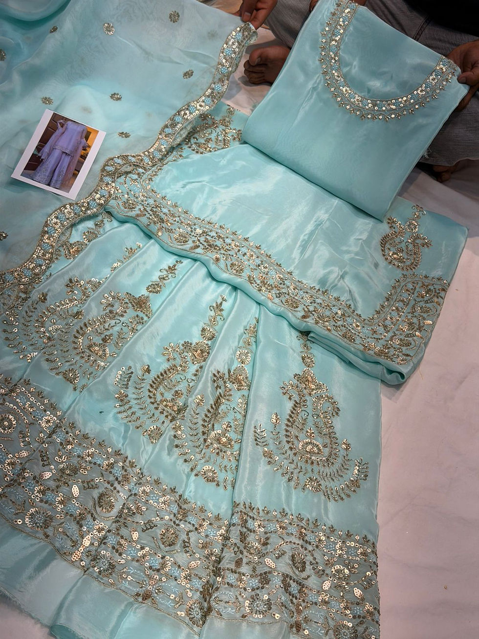 Thumbnail: Beautiful handwork sharara suits fully stitched 