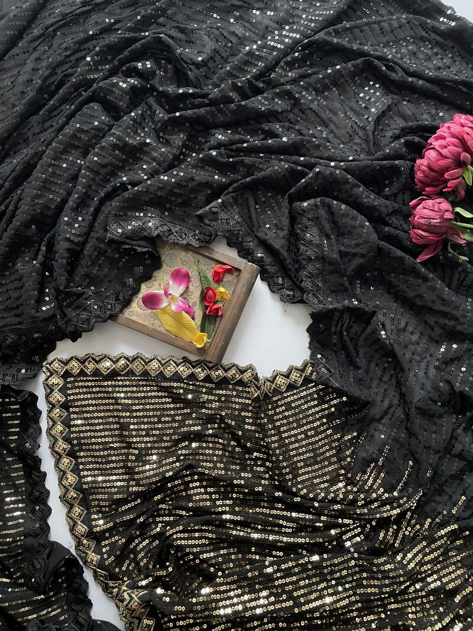 Thumbnail: Beautiful partywear black saree