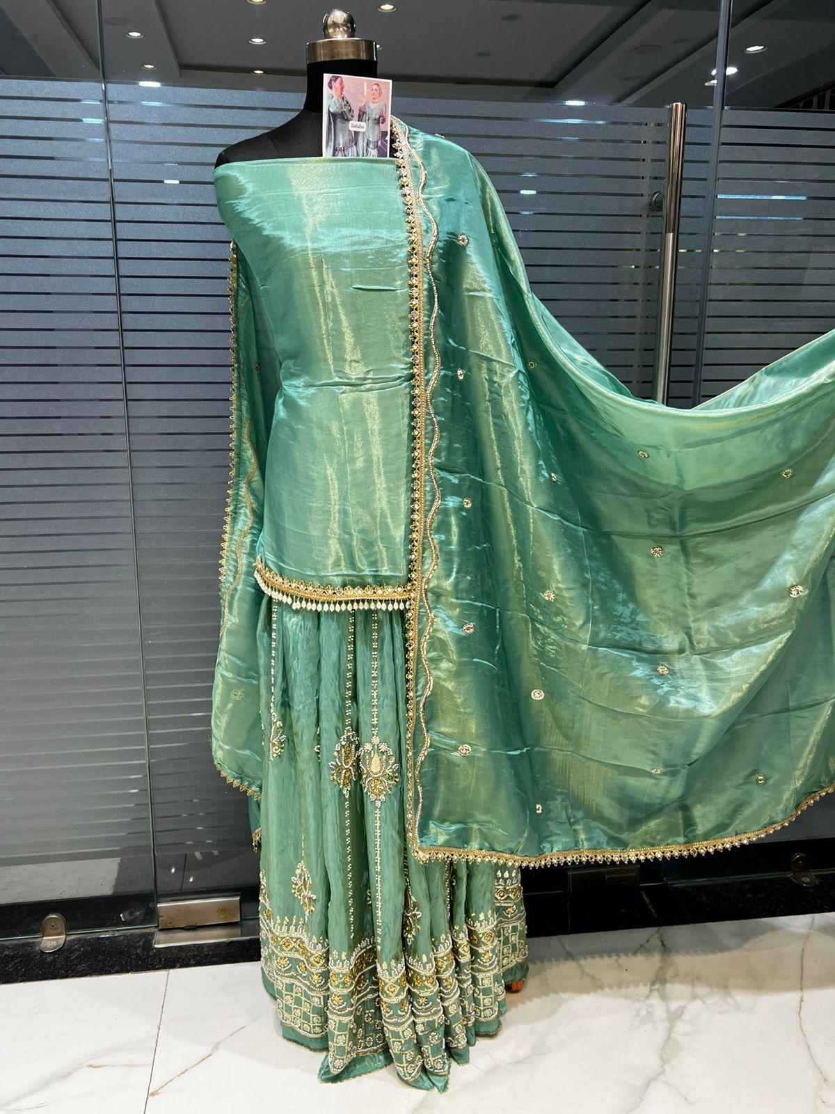 Trending partywear handwork shimmer base suit fully stitched