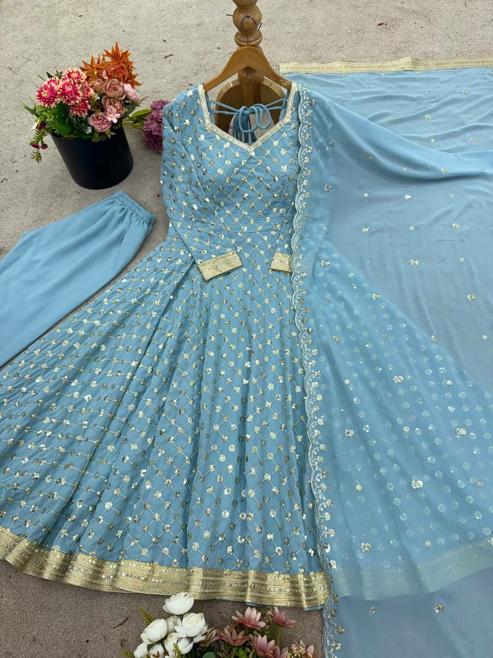 Thumbnail: Beautiful anarkali suit in blue colour 