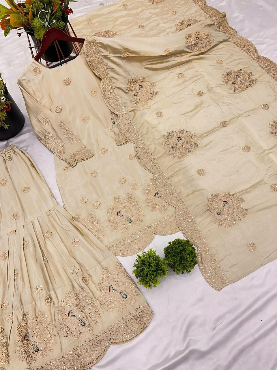 White Partywear Sharara Suit