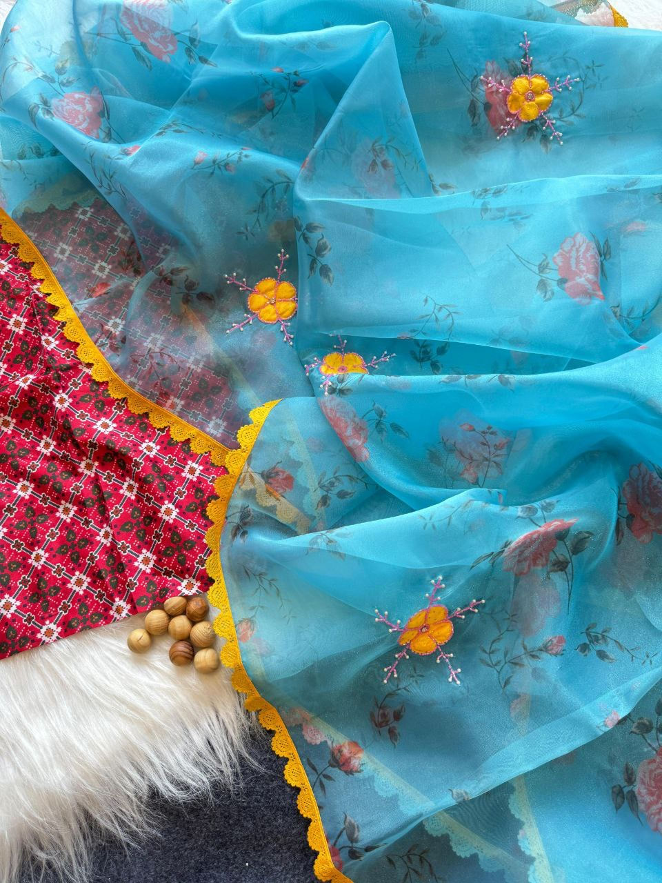 Thumbnail: Gorgeous floral saree with beautiful work
