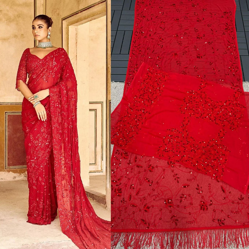 Partywear red saree