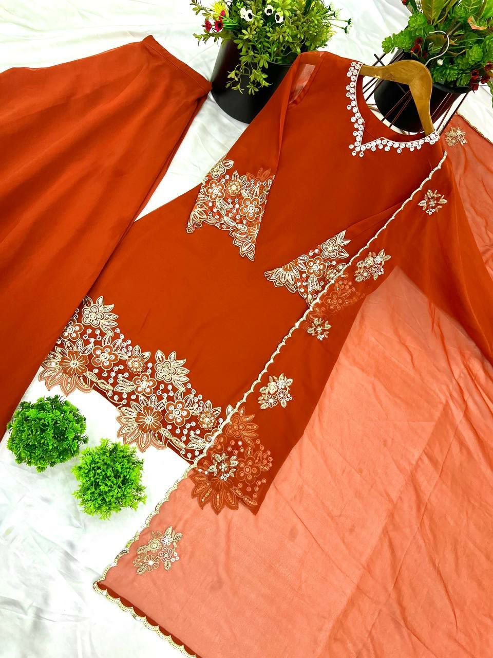 Partywear suit with beautiful embroidery work