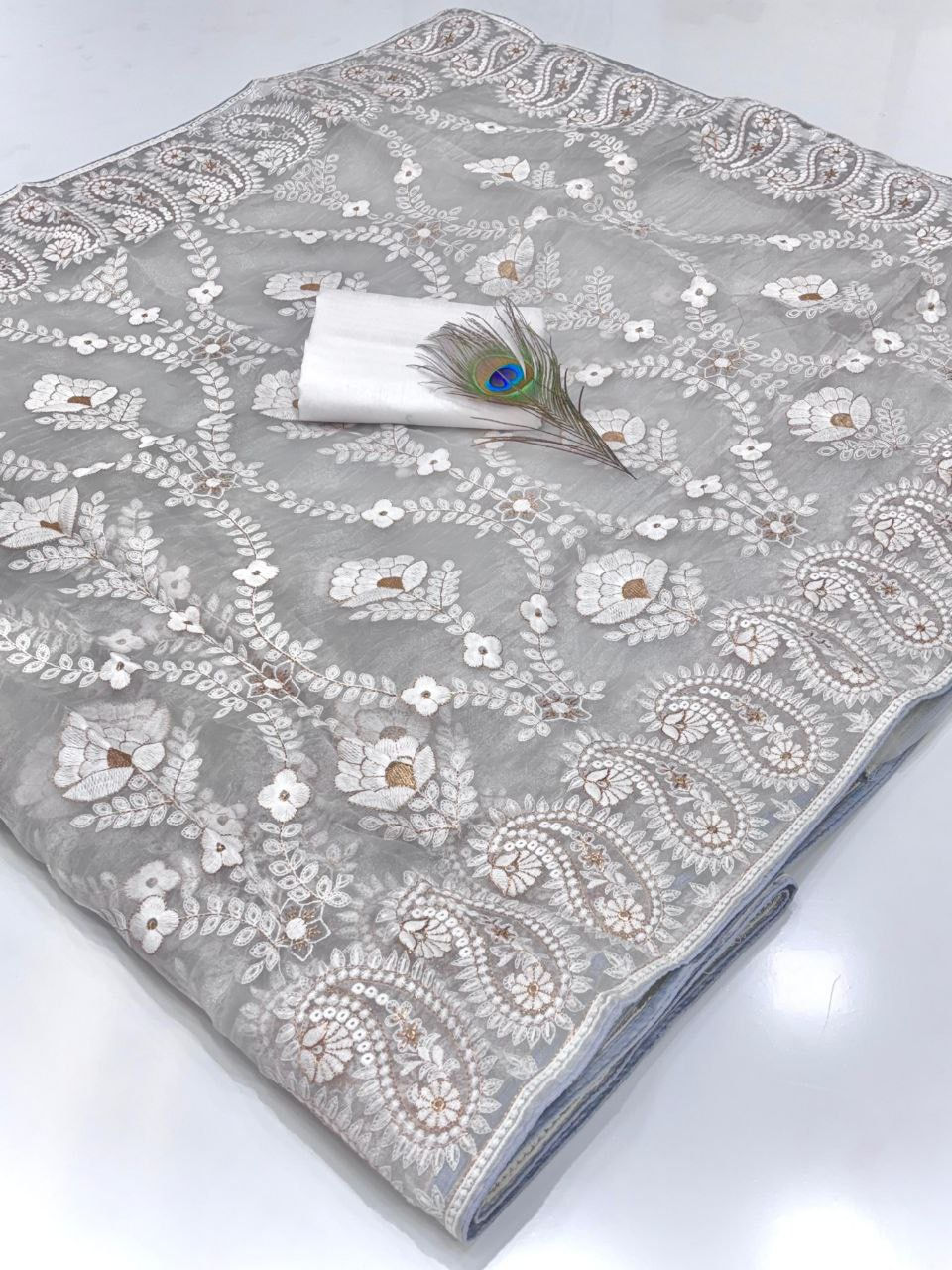 Thumbnail: Beautiful partywear sarees with stitched blouse 