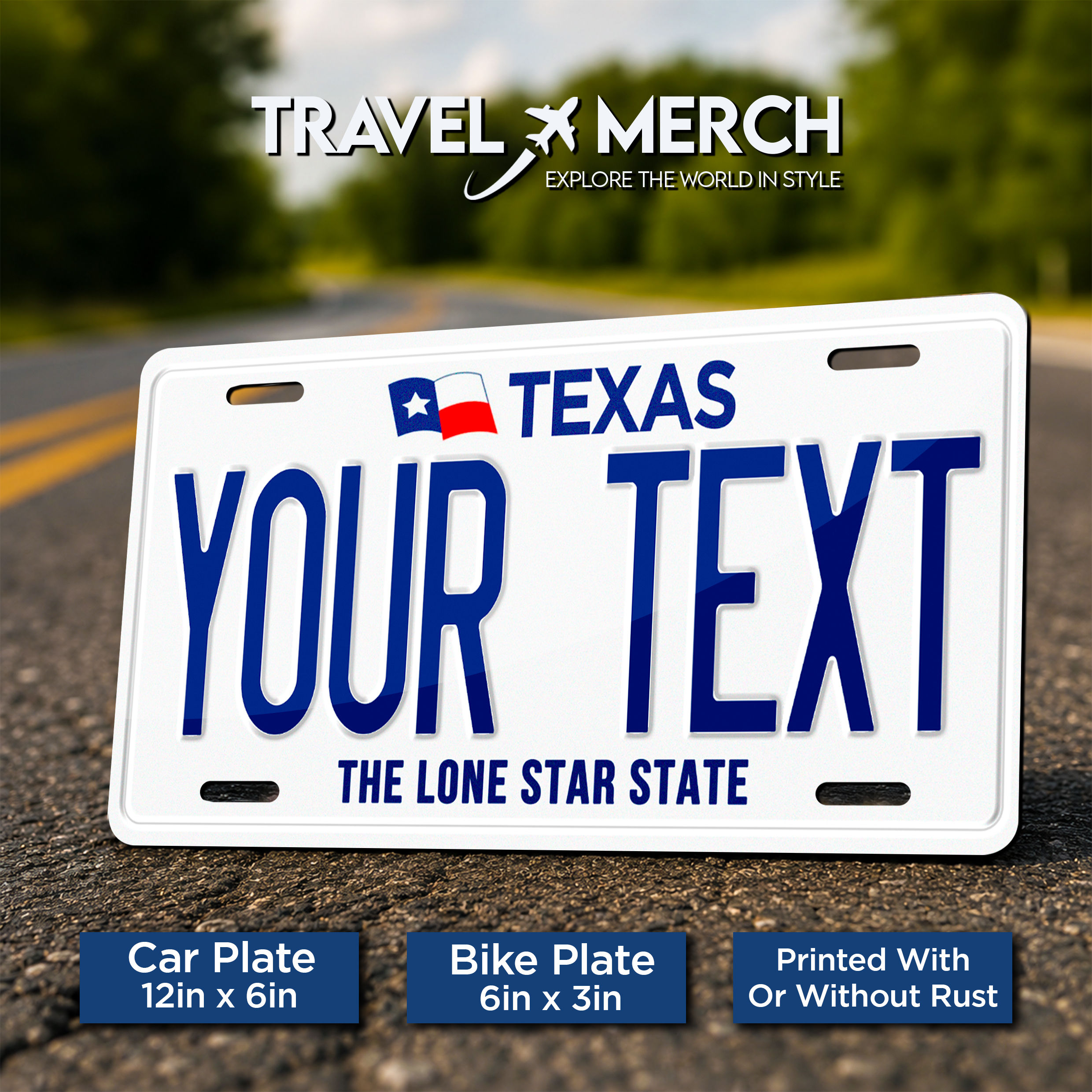 Texas Flag USA Metal License Plate