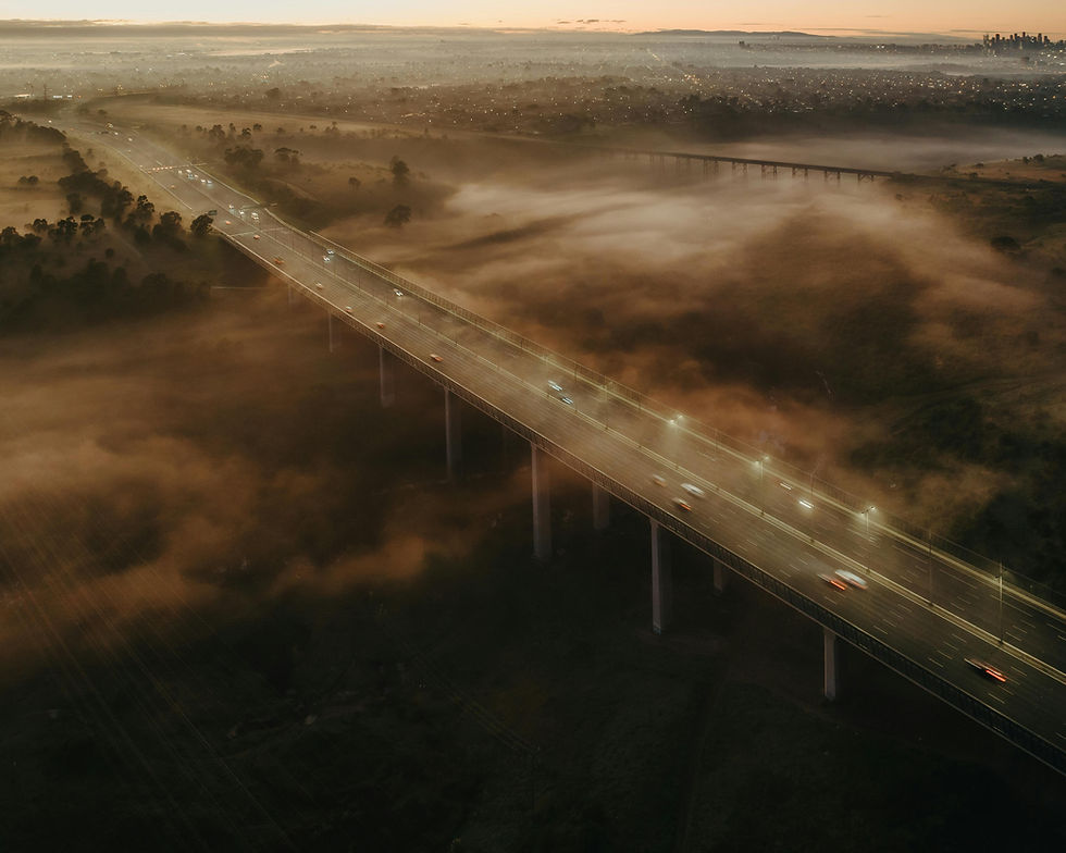 Kealba, VIC, Australia, Highway Bridge Surrounded by Fog