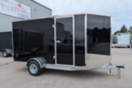 Black single axle cargo trailer