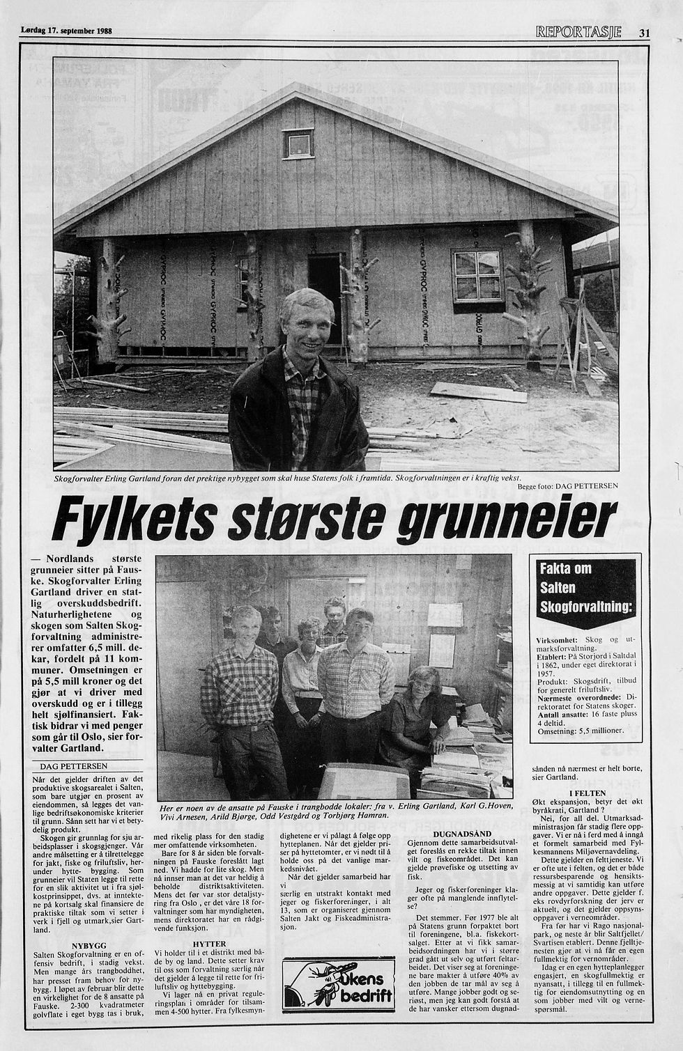 Dag Pettersens reportasje i Nordlands Framtid fra september 1988.
