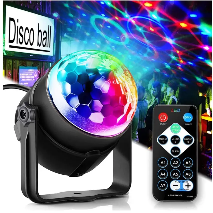 RGB LED Globe Sound Activated USB Party Decoration Lights Disco For Home Room Da