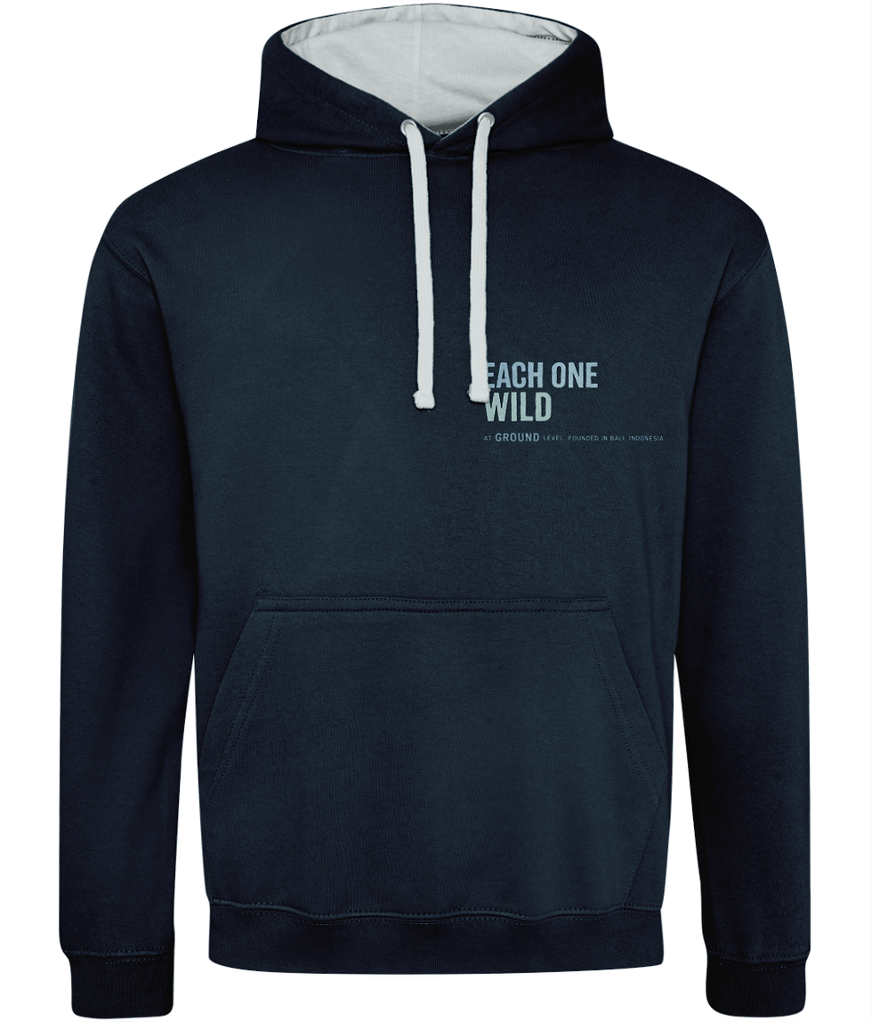 Thumbnail: Navy Blue Hoodie with Each One Wild Logo in blue tones