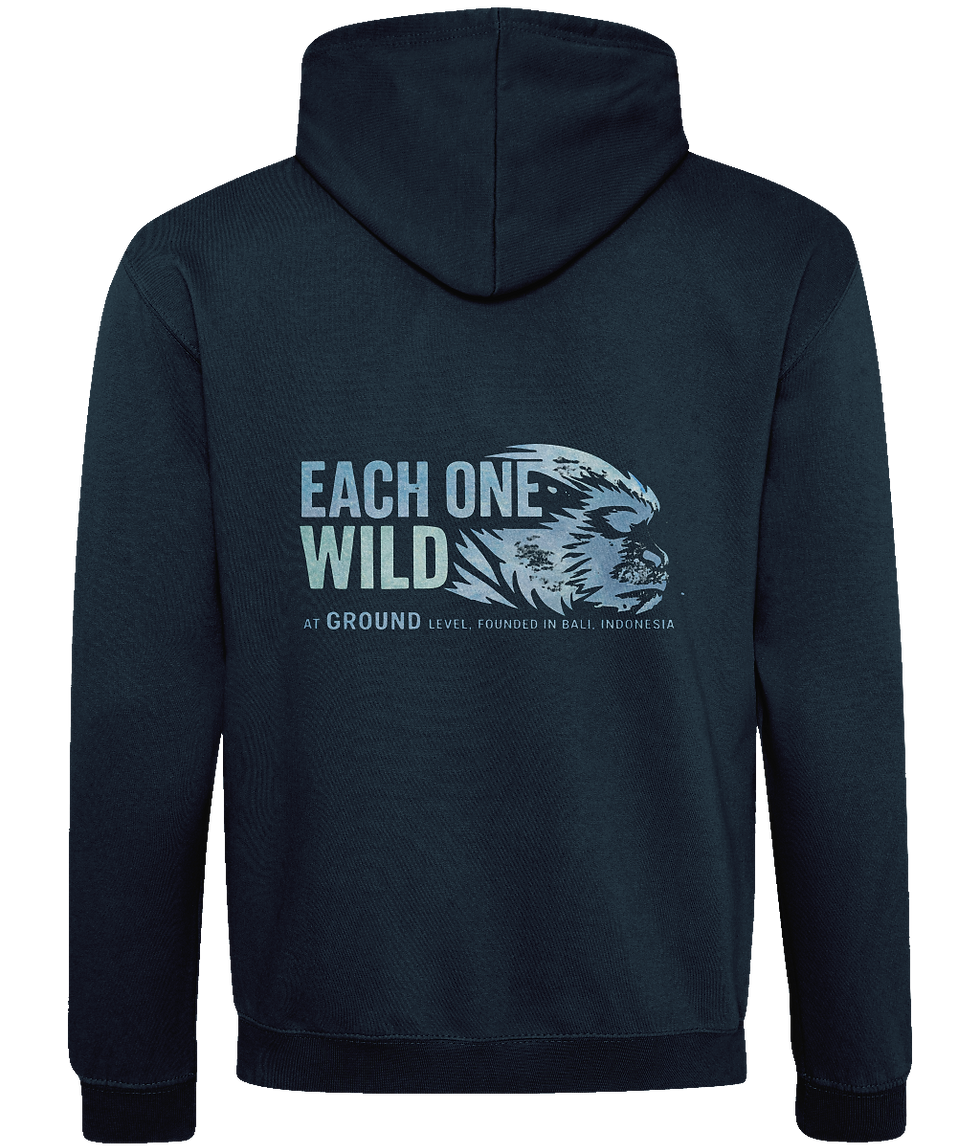 Thumbnail: Navy Blue Hoodie with Each One Wild Logo in blue tones