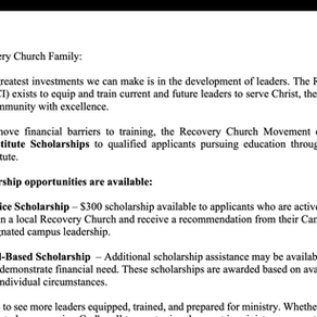 Recovery Church Institute Scholarships 