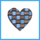 Thumbnail: Digital rendering of a checkered heart machine embroidery design.
